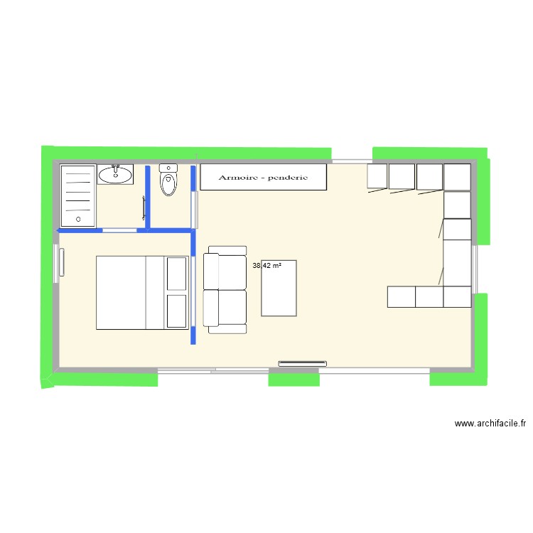 garage version 2. Plan de 1 pièce et 38 m2