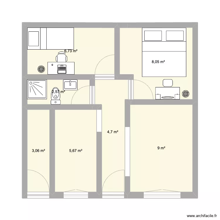 50 metre carre. Plan de 