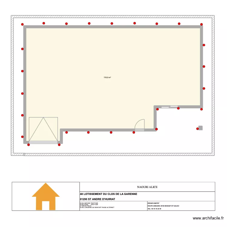 NAOURI ALICE  012290. Plan de 1  et 119 m²
