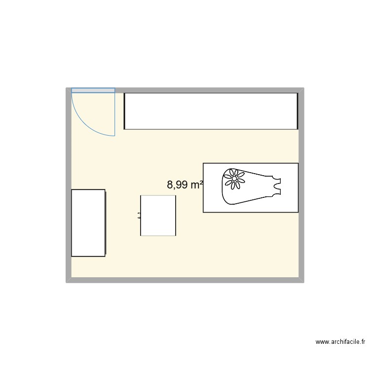 chambre enfant. Plan de 1 pièce et 9 m2