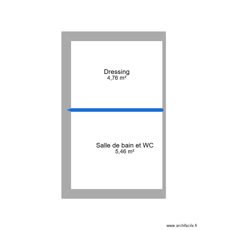 SALLE DE BAIN ETAGE + DRESSING. Plan de 2 pièces et 10 m2
