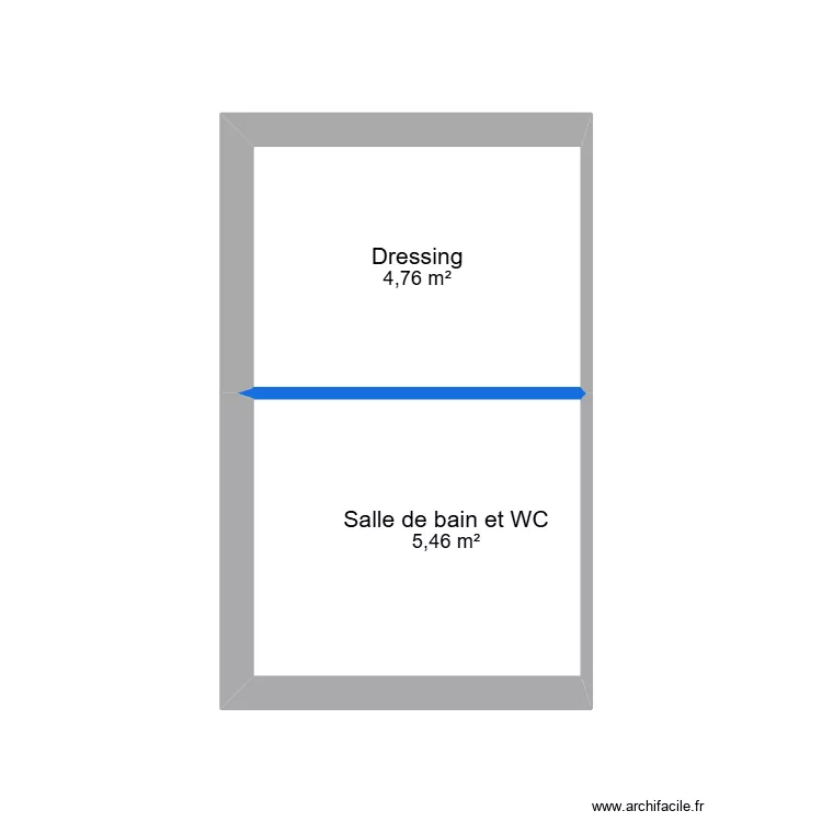 SALLE DE BAIN ETAGE + DRESSING. Plan de SALLE DE BAIN ETAGE + DRESSING. Plan de