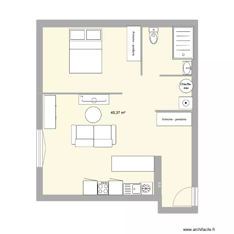 Appart Lahonce. Plan de 1  et 45 m²