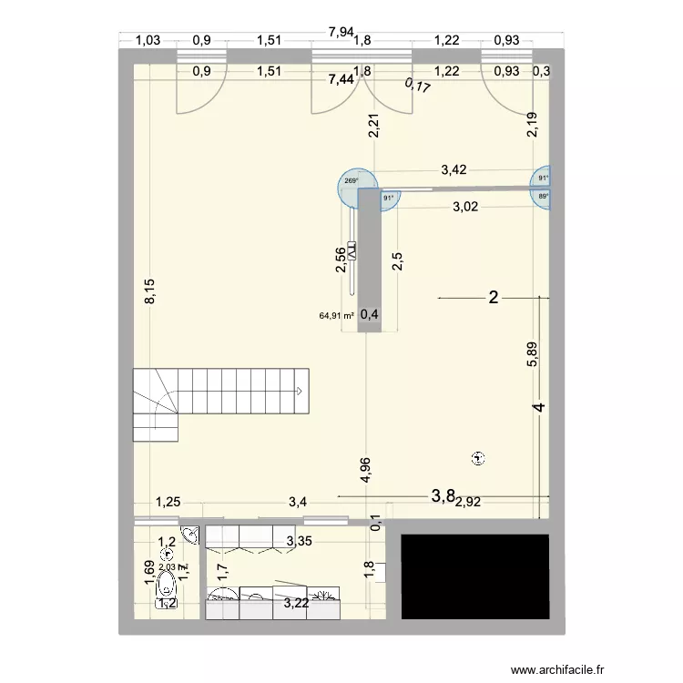TRIPLEX 32 2. Plan de 12  et 177 m²