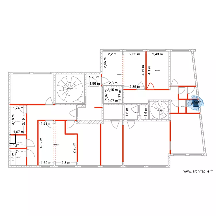 BRON plan de demolition. Plan de 45  et 374 m²