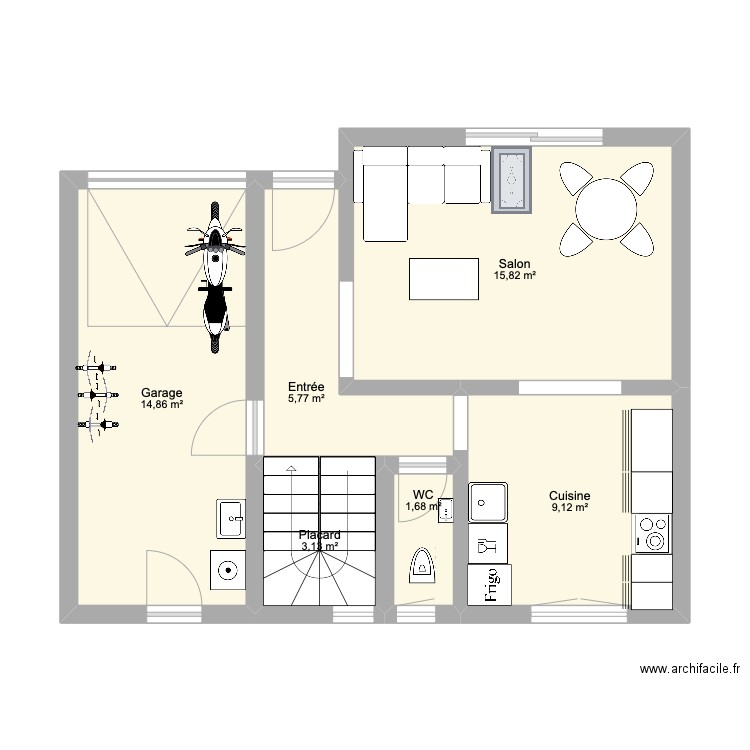 Roumanille 2. Plan de 14 pièces et 103 m2