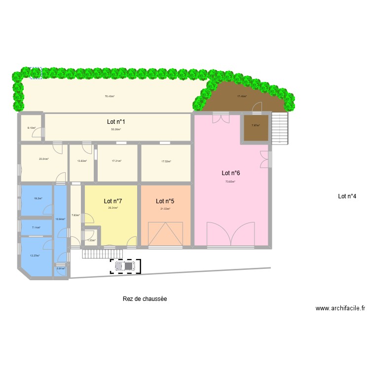 900. Plan de 18 pièces et 289 m2