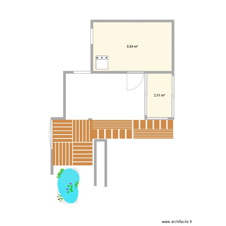 veranda FUTURE. Plan de 2 pièces et 11 m2