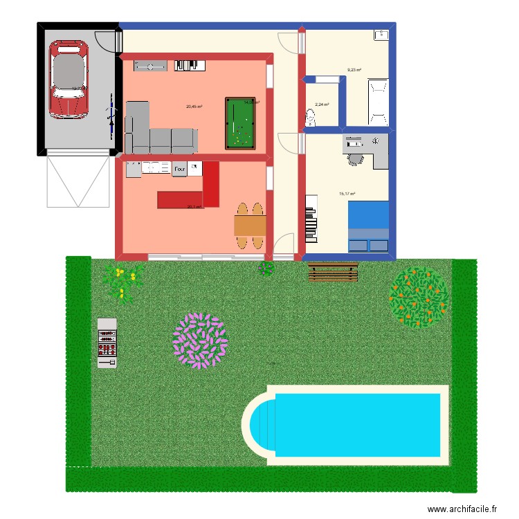 grende méson. Plan de 7 pièces et 94 m2
