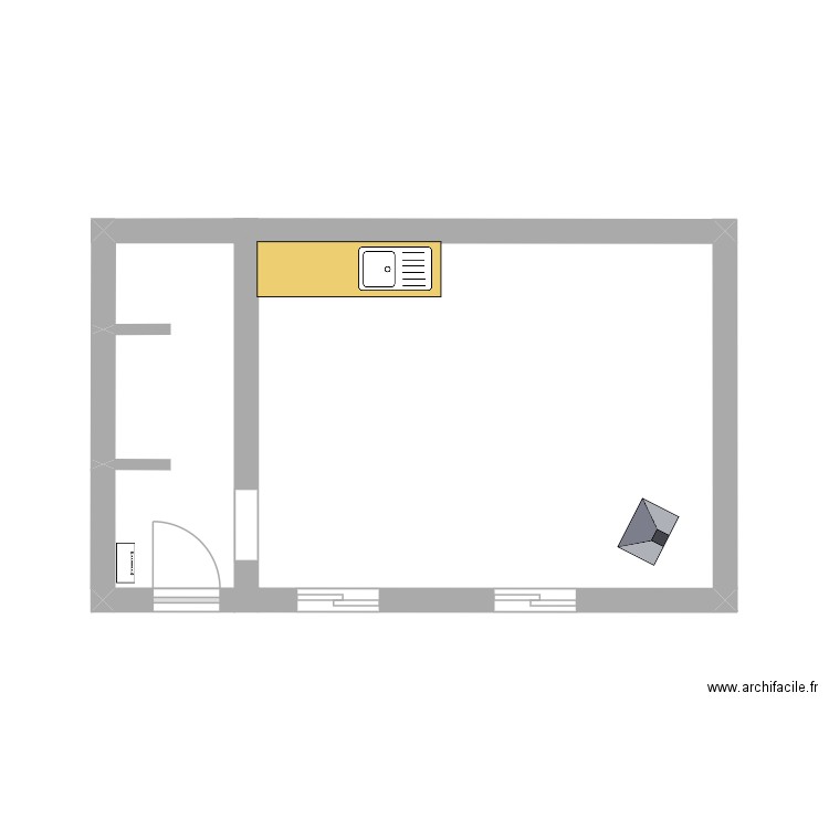 Quinta Thisa. Plan de 2 pièces et 23 m2
