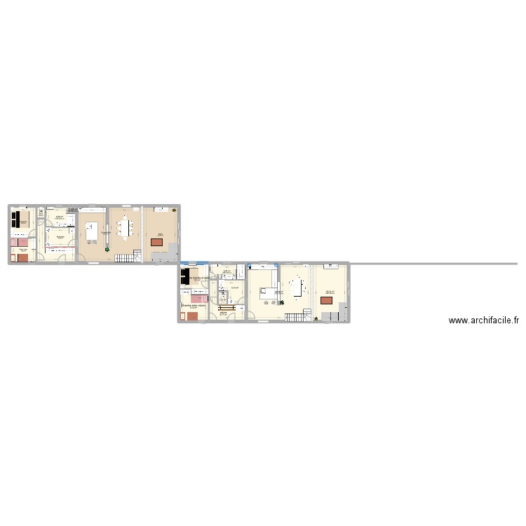 Grange . Plan de 18 pièces et 204 m2