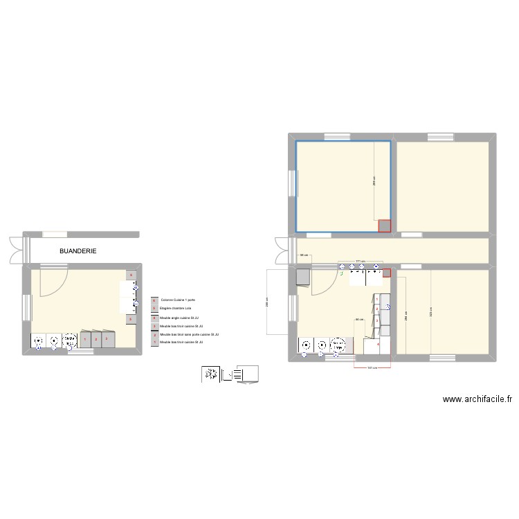 PLAN CAVE. Plan de 6 pièces et 67 m2