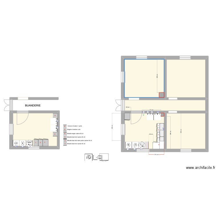 PLAN CAVE. Plan de 6 pièces et 68 m2