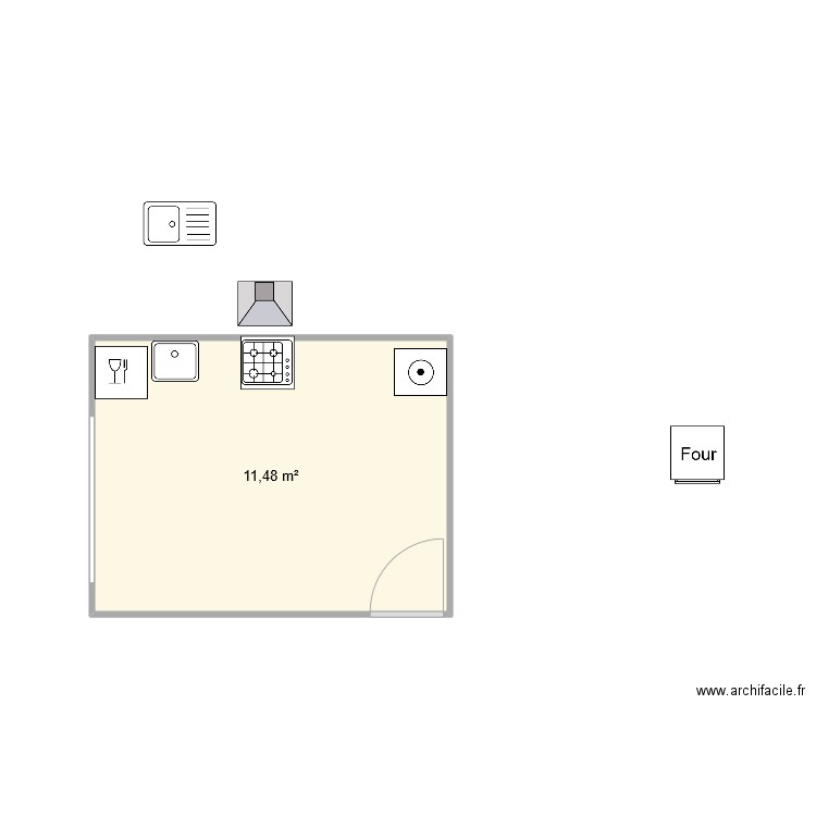 CUISINE TANGER. Plan de 1 pièce et 11 m2