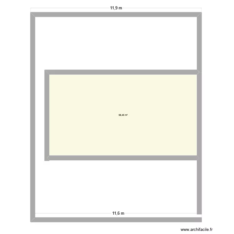 maison piscine. Plan de 1  et 58 m²