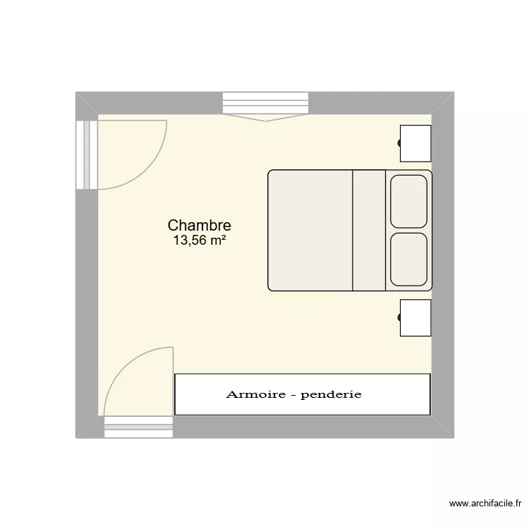 Chambre. Plan de 1 Pièce et 14 m² Chambre. Plan de 1 Pièce et 14 m²