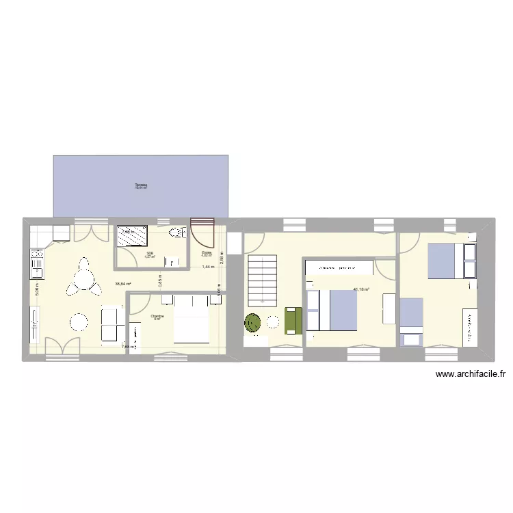 Etage Bleymard V4. Plan de 2 et 80 m² Etage Bleymard V4. Plan de 2 et 80 m²