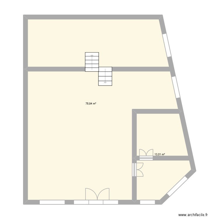 Magasin. Plan de 2 pièces et 90 m2