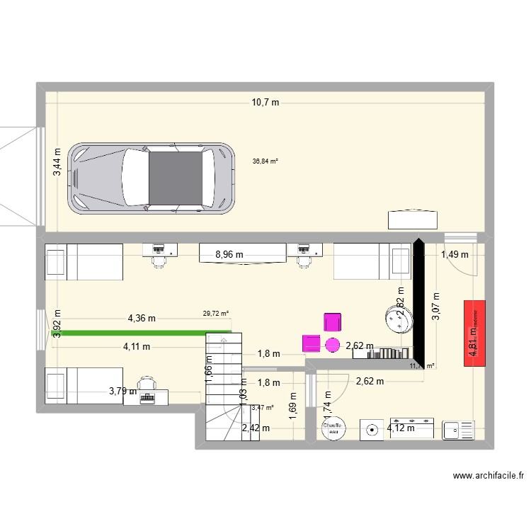 Base. Plan de 4 pièces et 82 m2