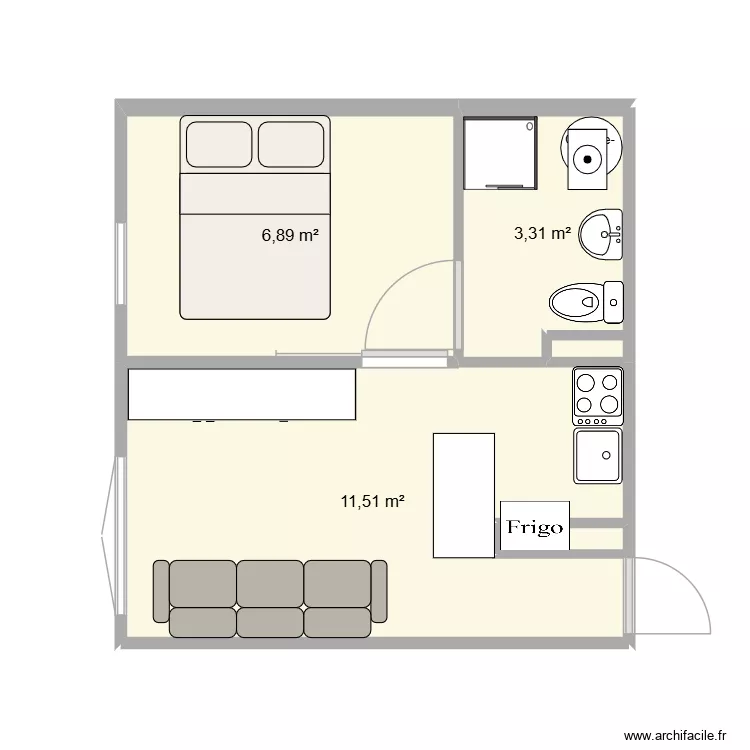 Cabourg. Plan de 3  et 22 m²