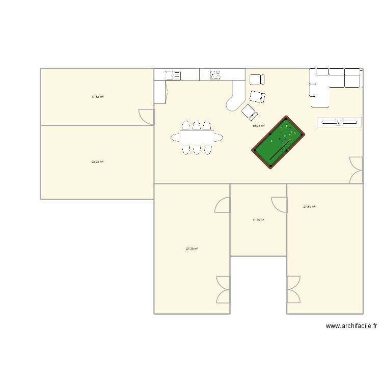 appartement. Plan de 6 pièces et 174 m2