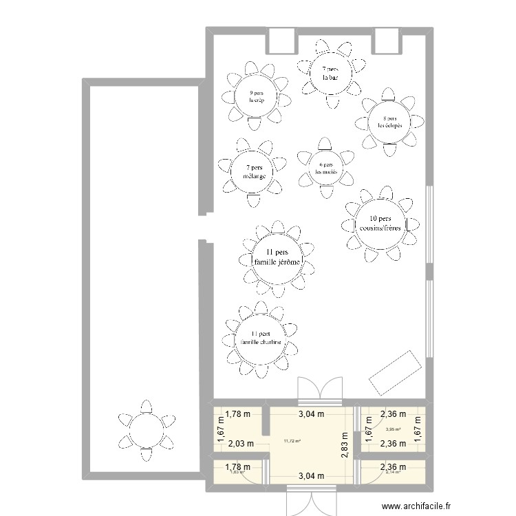 plan mariage 2. Plan de 6 pièces et 21 m2