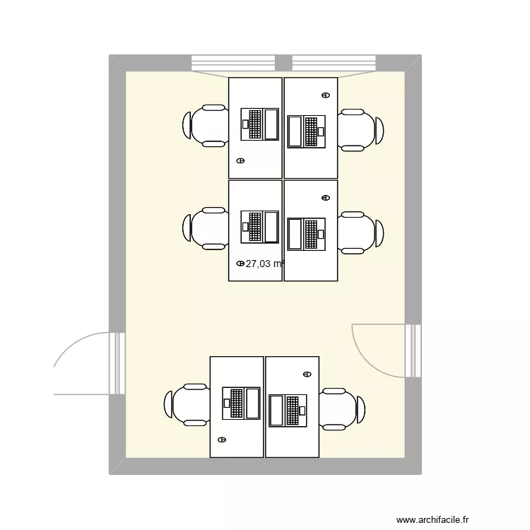 Bureau raboterie. Plan de 1  et 27 m²
