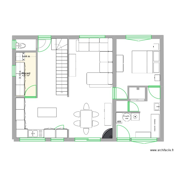 Maison. Plan de 1 pièce et 5 m2