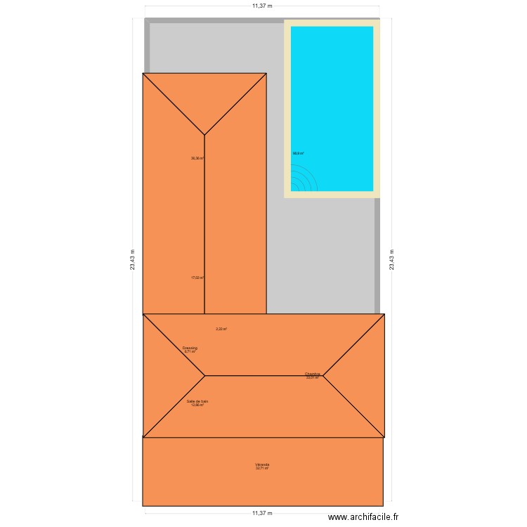 Lolo etage. Plan de 8 pièces et 242 m2