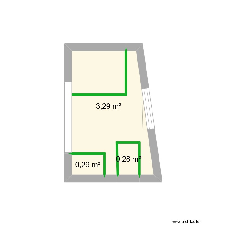 salle de bain. Plan de 3 pièces et 4 m2