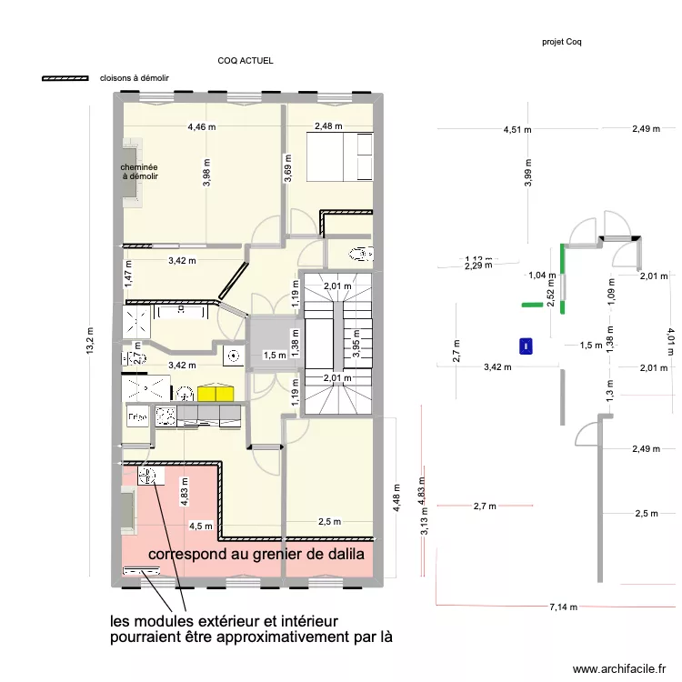 1er étage Coq clim. Plan de 8 et 89 m² 1er étage Coq clim. Plan de 8 et 89 m²