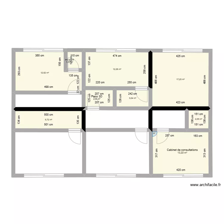 Plan cabinet transform&eacute; studios. Plan de 0 pièce et 0 m2