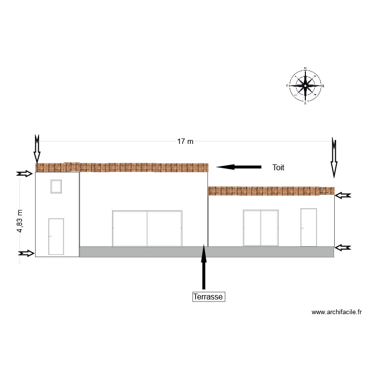 coupe fa&ccedil;ade EXISTANT OK. Plan de 0 pièce et 0 m2