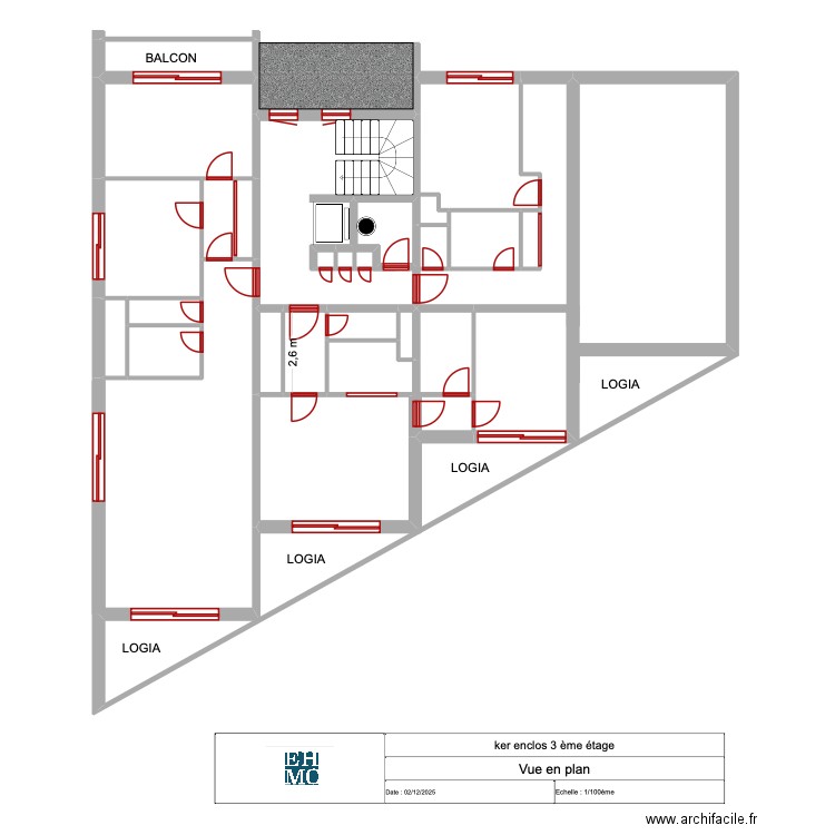 KER ENCLOS 3 ème. Plan de 20 pièces et 144 m2