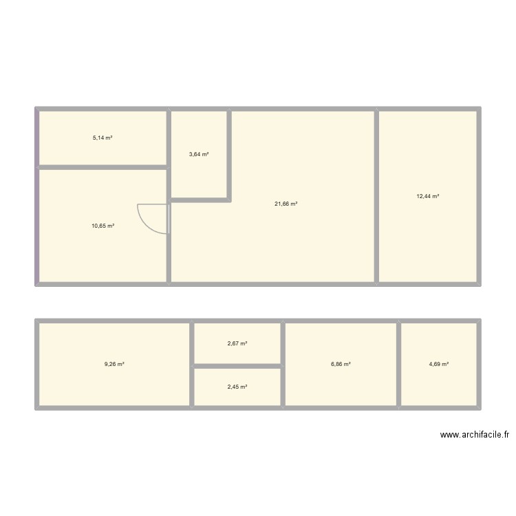 Plan 2 conteneurs 40 ft. Plan de 10 pièces et 79 m2