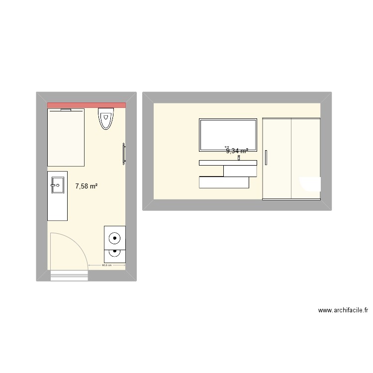 Projet Collard. Plan de 2 pièces et 17 m2