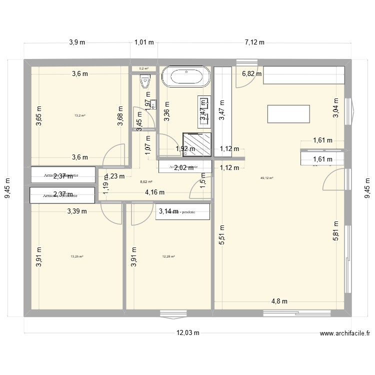 bayonne berris. Plan de 8 pièces et 99 m2