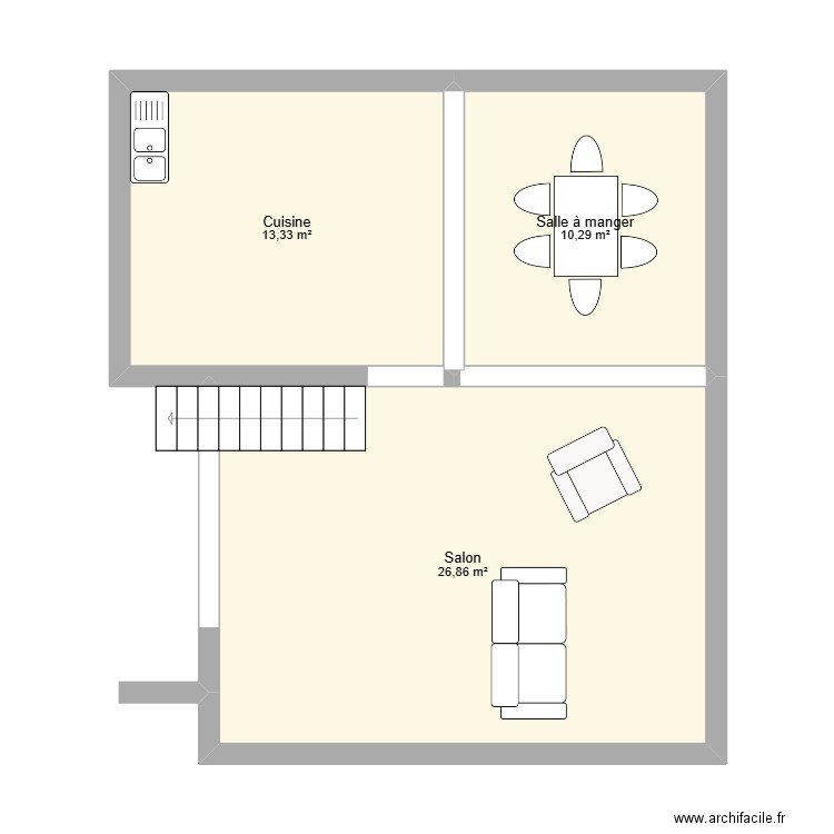 Maison. Plan de 3 pièces et 50 m2