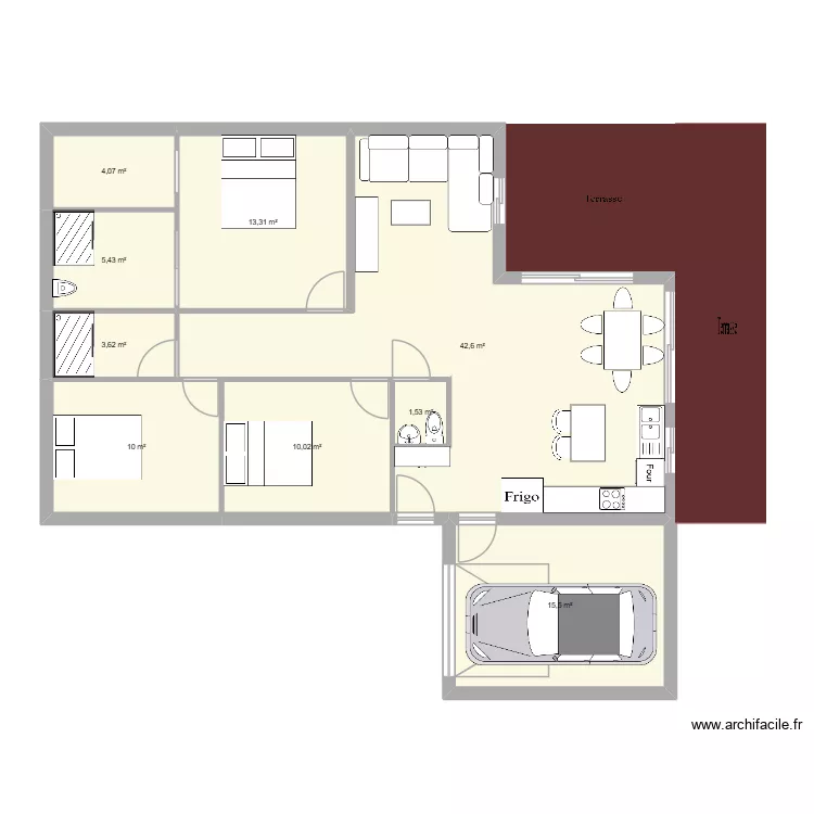 maison2. Plan de 9  et 106 m²