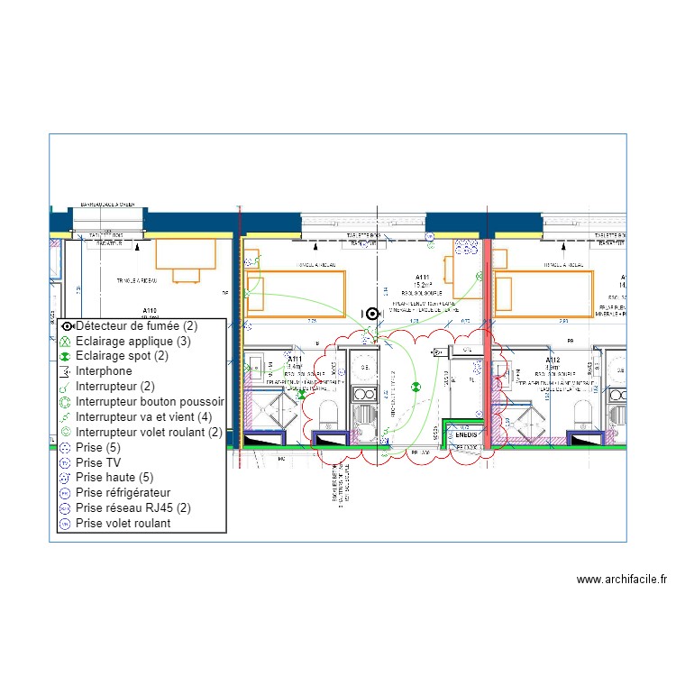 Implantation électrique CIRON R+1 A111. Plan de 0 pièce et 0 m2