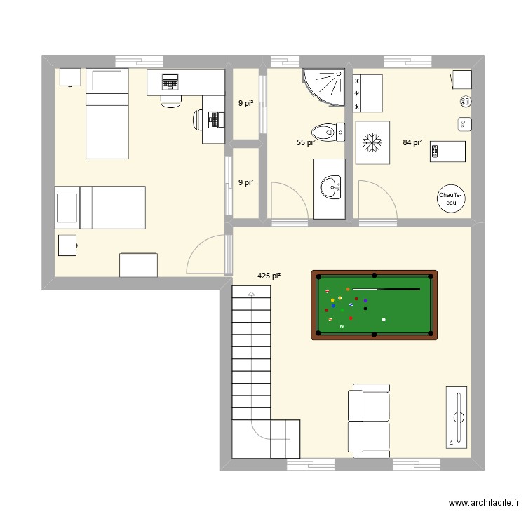FG-25C. Plan de 5 pièces et 54 m2