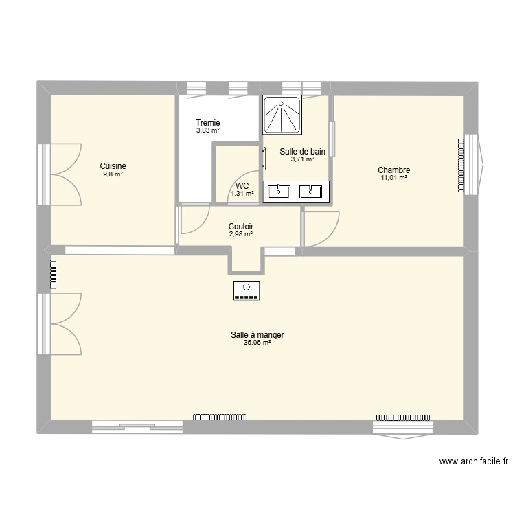MAISON LA SAULCE. Plan de 7 pièces et 67 m2