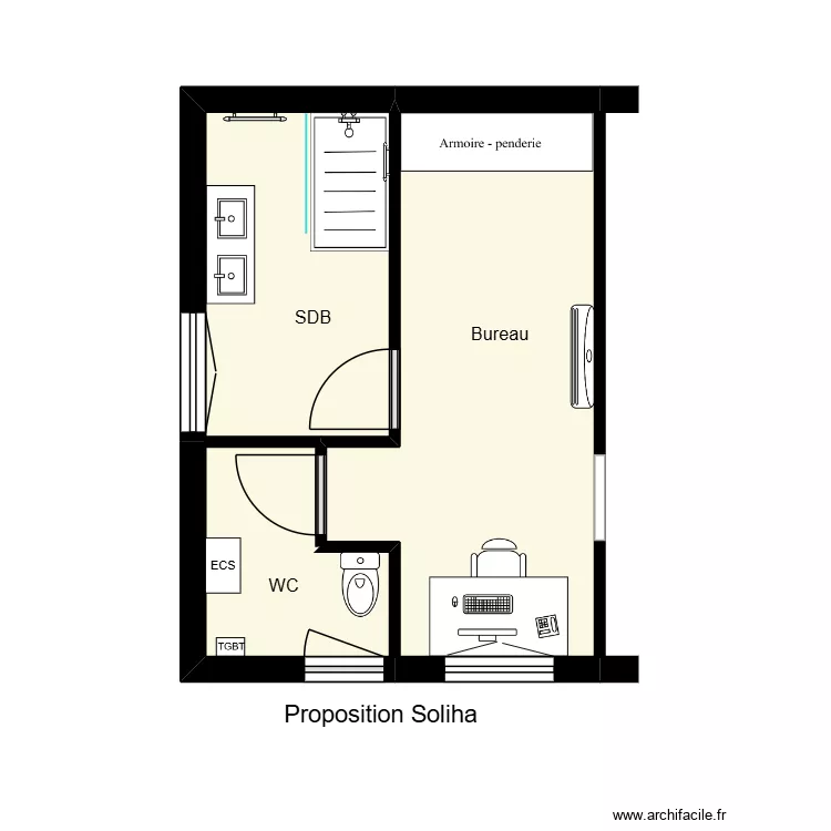 Leclerc - Projet Soliha. Plan de 3 et 20 m² Leclerc - Projet Soliha. Plan de 3 et 20 m²