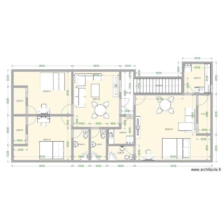 RESIDENCE YOPOUGON. Plan de 14 pièces et 104 m2