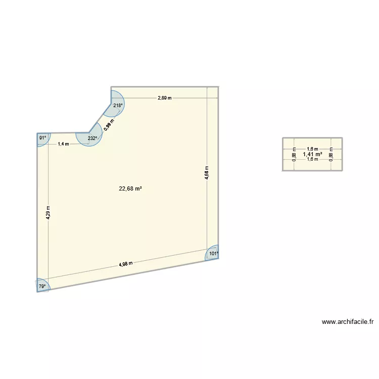Isabelle. Plan de 2  et 24 m²