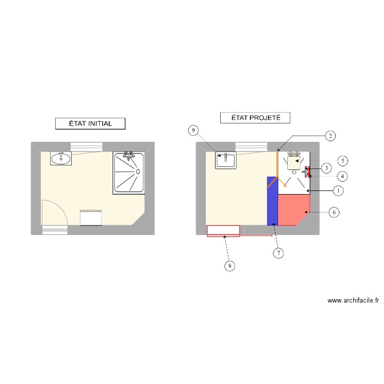 OUKKAL. Plan de 2 pièces et 12 m2