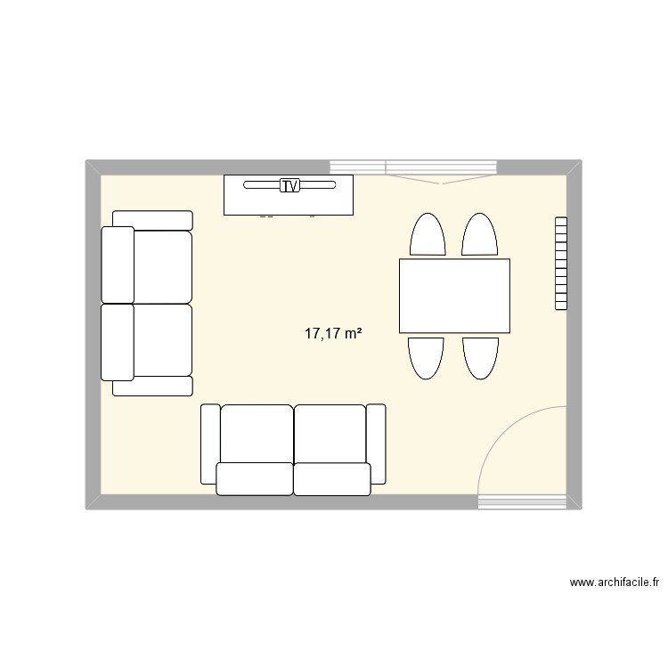 SALON APPART. Plan de 1 pièce et 17 m2
