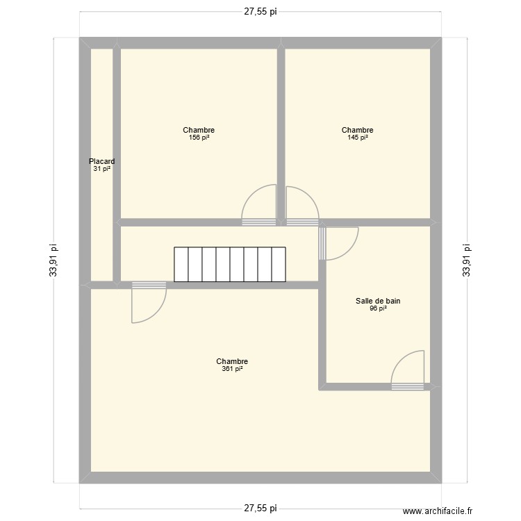 1216-2. Plan de 5 pièces et 73 m2