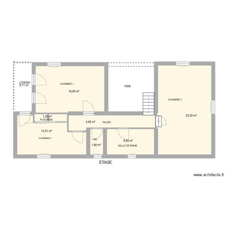 MAZAN 1ER. Plan de 7 pièces et 70 m2