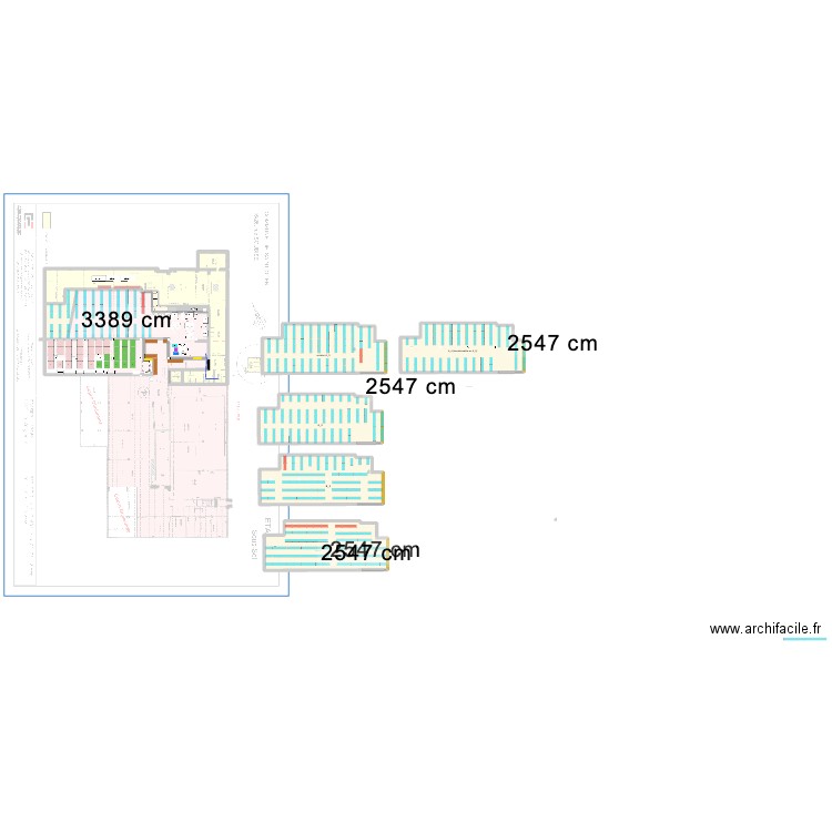 plan_rouge+rose. Plan de 9 pièces et 1237 m2